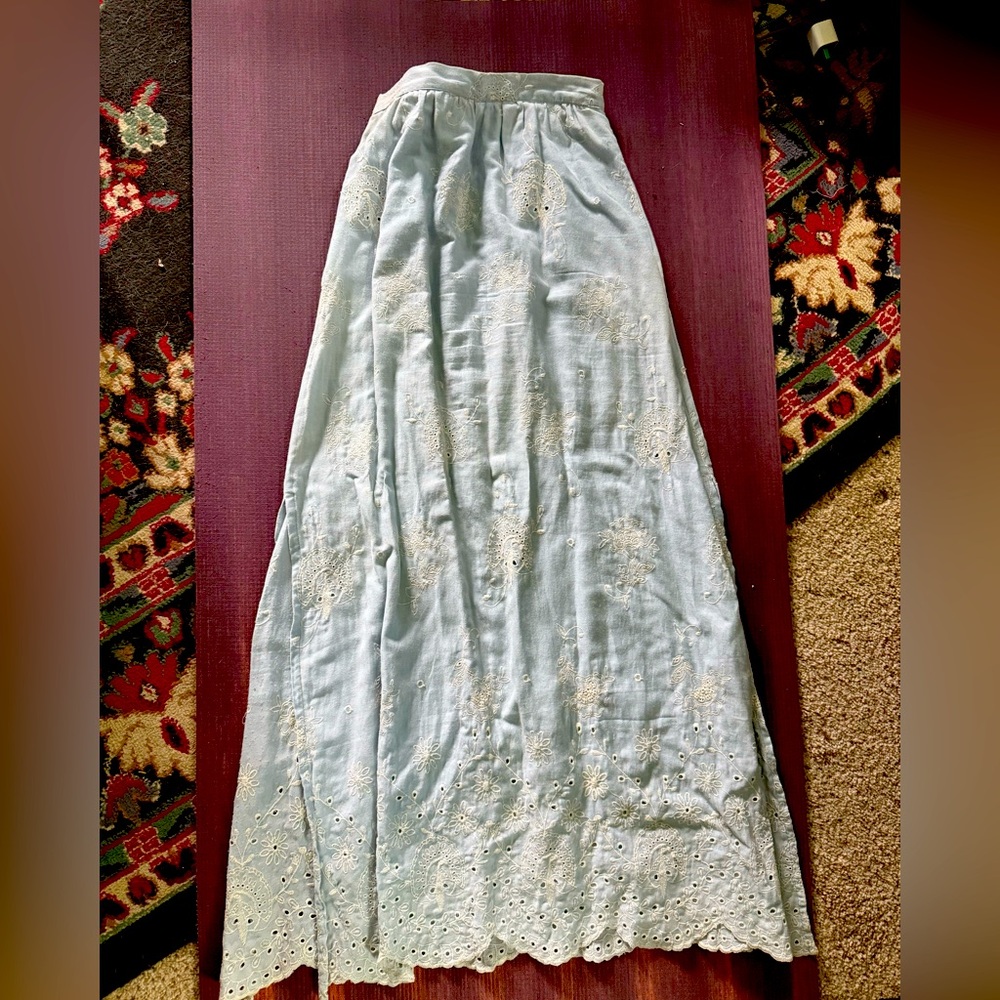Spell Light Blue Eyelet Maxi Skirt